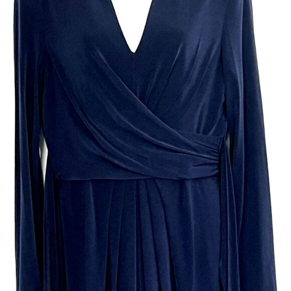VINCE CAMUTO NAVY BLUE WRAP & TIE STYLE KNIT DRESS SIZE 10 LONG SLEEVES - Picture 9 of 12